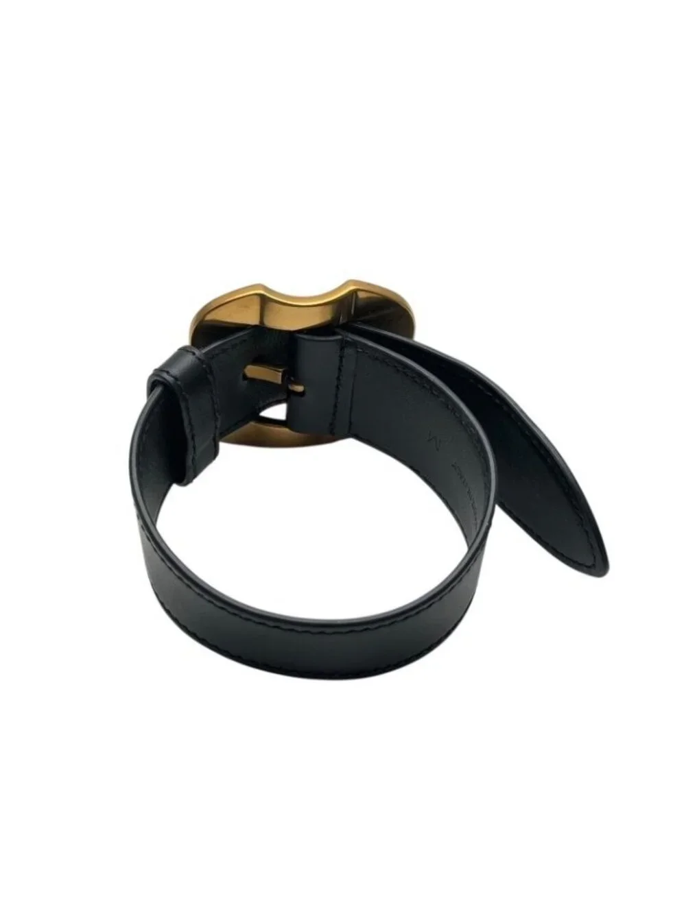 Miu Miu Bracelet with Buckle Leather Metal Black Gold
